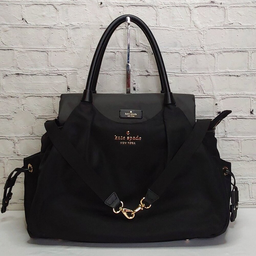 KATE SPADE 'KOĹI' TOTE LEATHER TRIM DELUXE DIAPER BAG UNISEX EMBOSSED HARDWARE